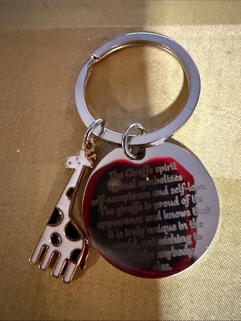 Silver and White Giraffe Keychain Charm - Inspirational Home Accent